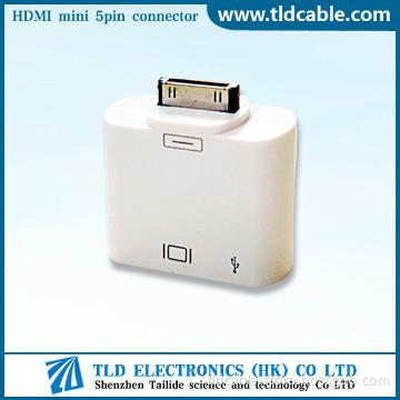 Dock Connector 30pin to HDMI Adapter with Mini 5pin Adpater